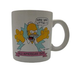 Vintage 1990 Simpsons All-American Dad‎ Homer Coffee Mug Cup Why you little &%#!